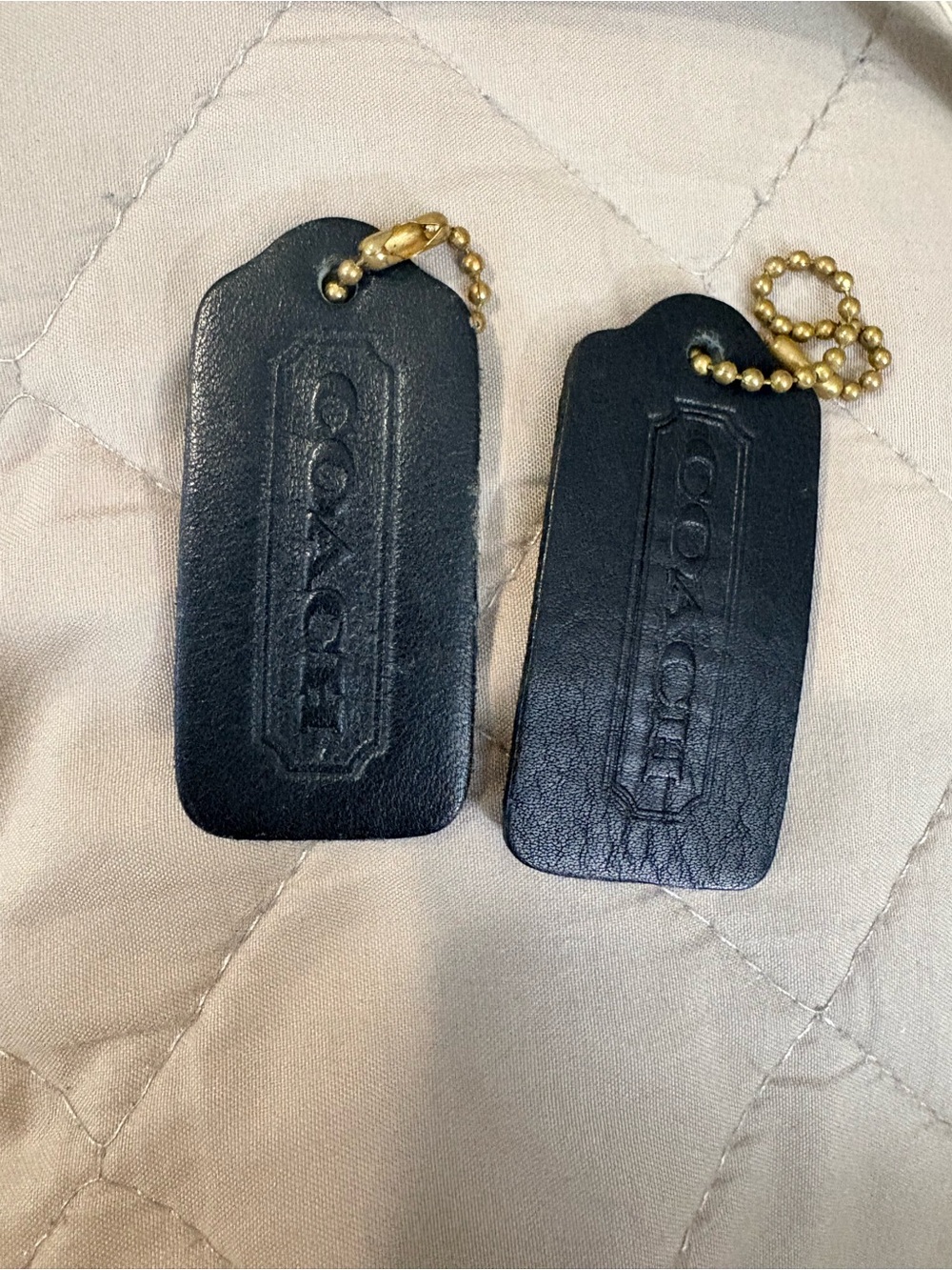2.25 Pair of Authentic Vintage Coach Black Leather Hangtags